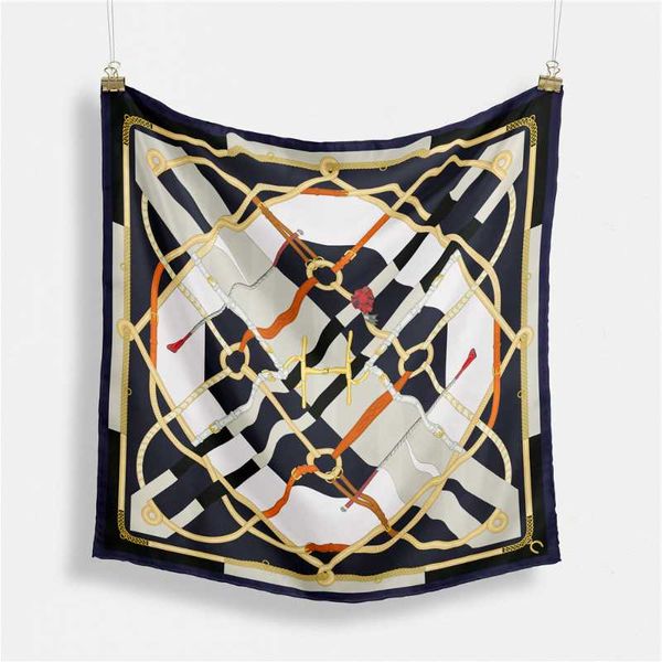 

scarves twill silk scarf woman melt chain print square wraps bandana small hijab foulards lady tie headband neckerchief, Blue;gray