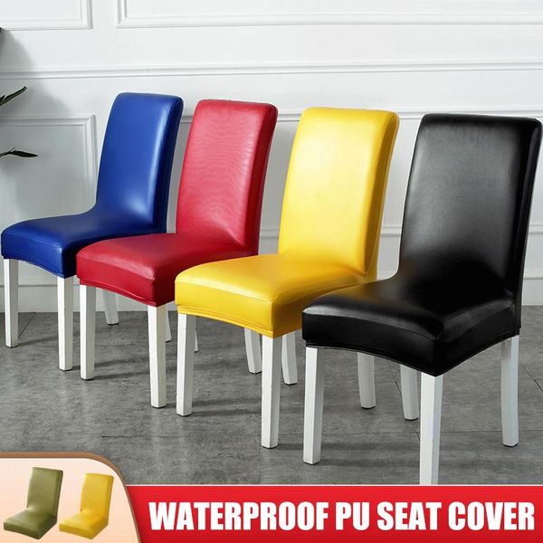 

chair covers fashion cover stretch pu leather waterproof seat for dining office el hfing