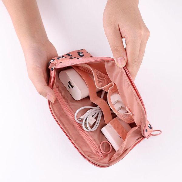 

card holders digital storage bag women's mobile phone power bank data cable holder portable travel charger headset sorting, Brown;gray