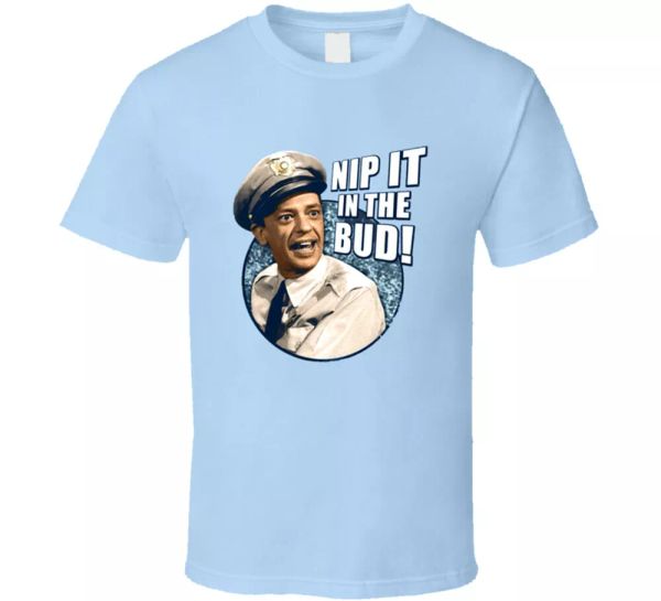 

andy griffith show tee tv barney fife nip it in the bud mens t shirt gift new, White;black