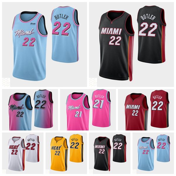 

2021-22 miami's men heat's basketball jimmy butler stitched jersey city white icon, Black;red