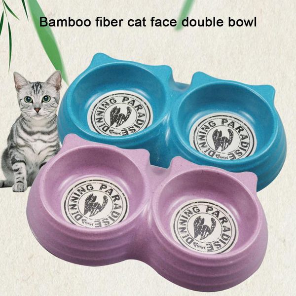 

double pet bowls water feeder for dog puppy cats pets supplies feeding dishes bowl lovely cartoon cat face shape & feeders