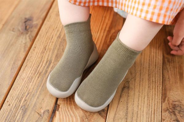 

first walkers telotuny infant toddler indoor solid color soft sole anti-slip shoe casual baby cotton elastic socks shoes