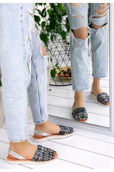 

women black velvet colorful sandals