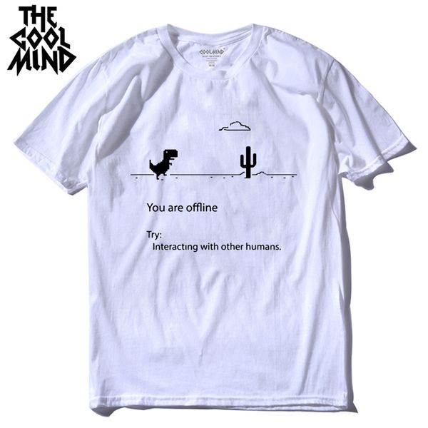 

coolmind 100% cotton men dino tshirt male summer loose funny t- tee you print dinosaur t 210707, White;black