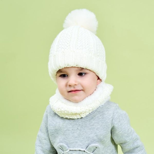 

caps & hats 2 pcs baby hat scarf set warm boy girl spring autumn winter solid color kids beanie cap infant toddler bonnet accessories, Yellow