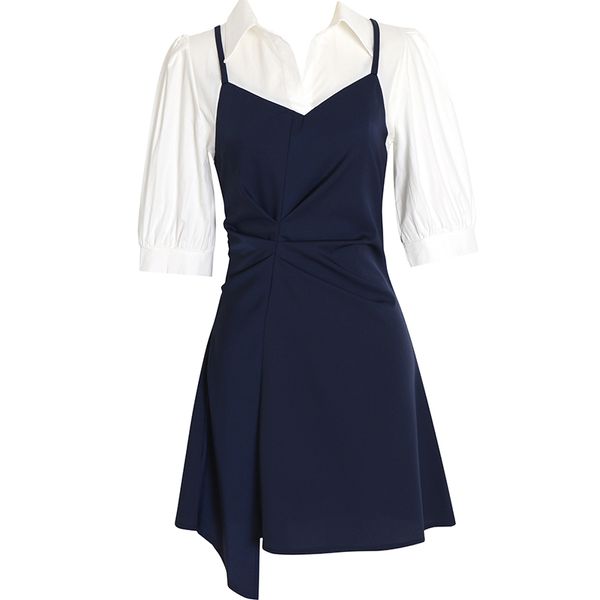 

dress designer brand female summer, an admired light oxygen girl fake two shirts and skirts, Black;gray