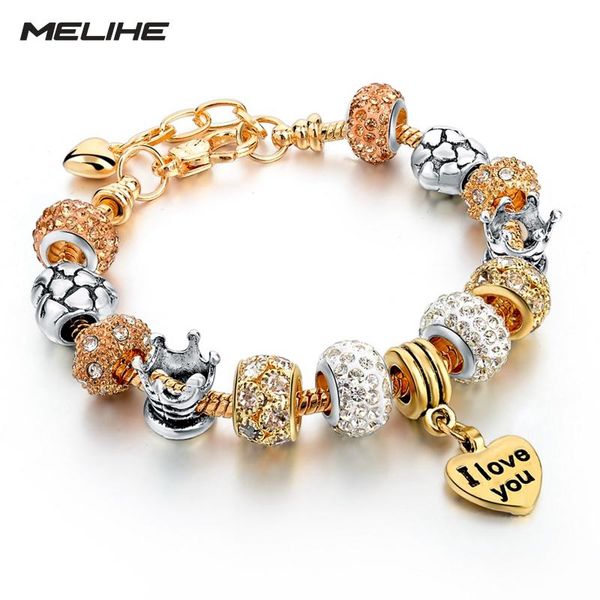 

charm bracelets melihe gold heart & bangles snake chain for women jewelry pulsera sbr150076, Golden;silver