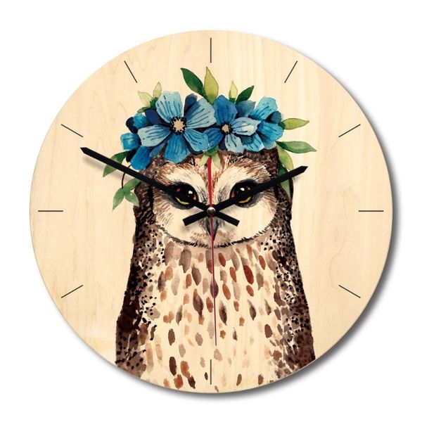 

wall clocks clock wooden material uv printed red plane frameless round shape silent movement dry battery power living room decoration