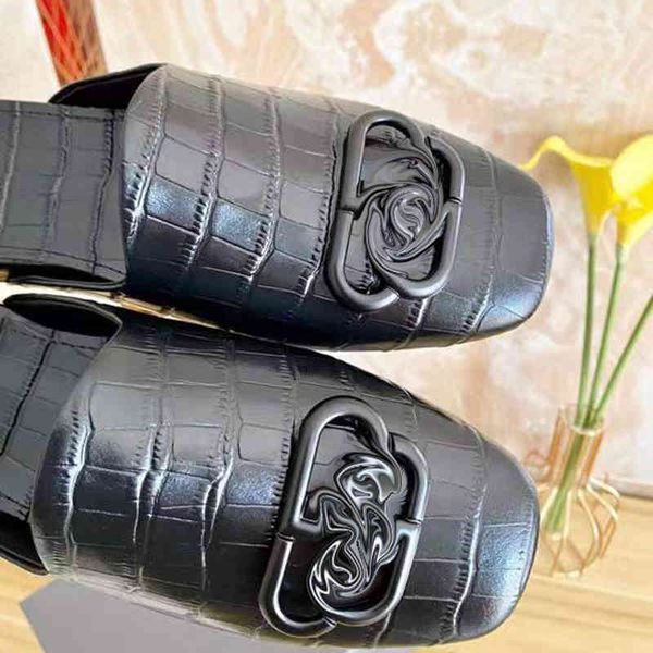 

quality women's high toe cap sandals, summer leather slippers, flat letter ladies beach flip flops, women comfortable walking, Black