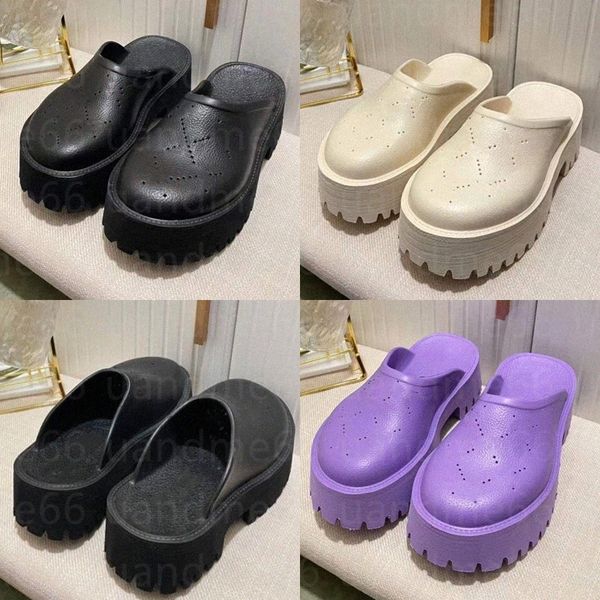 

2022 fashion women white perforated rubber sandal platform womens high heel sandals stilettos summer shoe designer slippers 35-4 w9yt#, Black