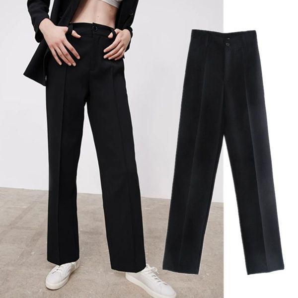 

women's pants & capris elmsk women enlgand style fashion solid colorful high waist suit casual straight pantalones mujer trousers, Black;white