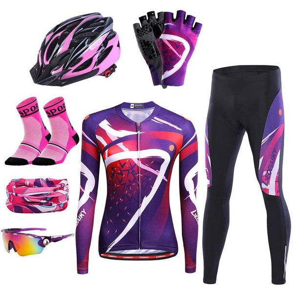 

summer bicycle jersey set women cycling clothing long sleeve pro team mtb wear road bike uniform anti-uv ladies sports skinsuit racing sets, Black;blue