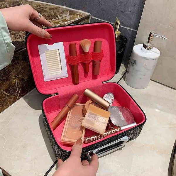 

large capacity women's cosmetic bag fashion small square bag portable multi-layer cosmetic storage box simple purses sale