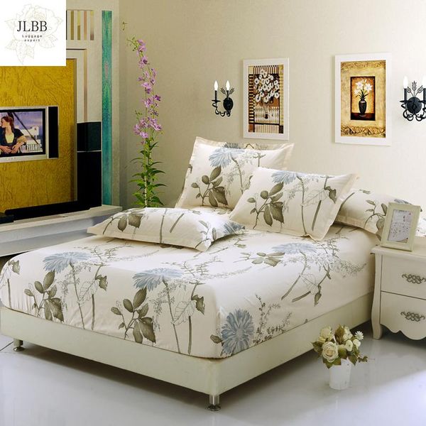 

bedding sets 100% cotton fitted sheet twin double full  king size mattress cover pure bed with elastic white flower