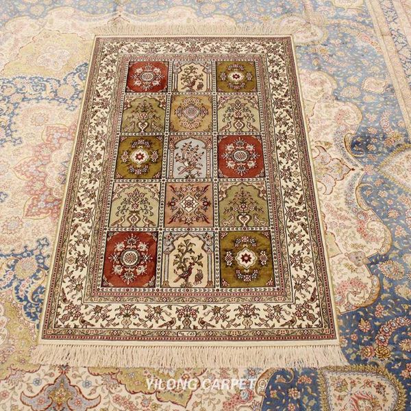 

2.5'x4' four seasons floral hand knotted carpets silk handmade rugs (yxr161b)