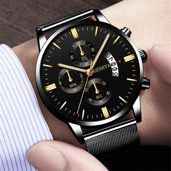 

wristwatches manufacturers wholesale fashion business quartz watch foreign trade explosions men's mesh with calendar, Slivery;brown