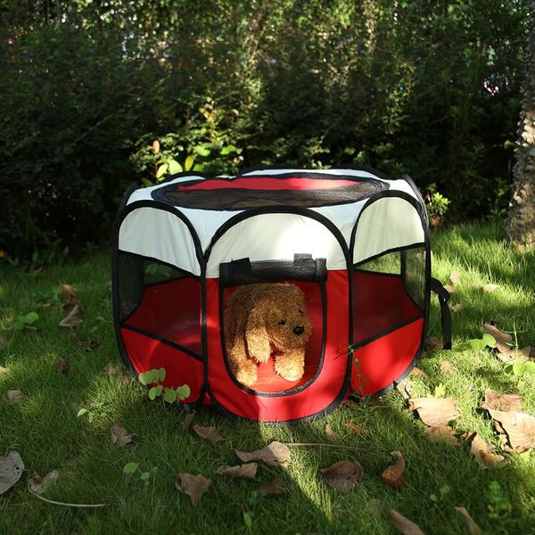 

kennels & pens portable folding pet tent oxford dog house octagonal cage zipper for cat playpen puppy kennel fence outdoor big dogs