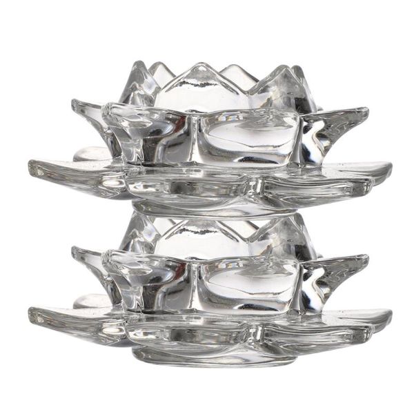 

candle holders 2pcs exquisite crystal glass lotus holder candlestick (transparent)