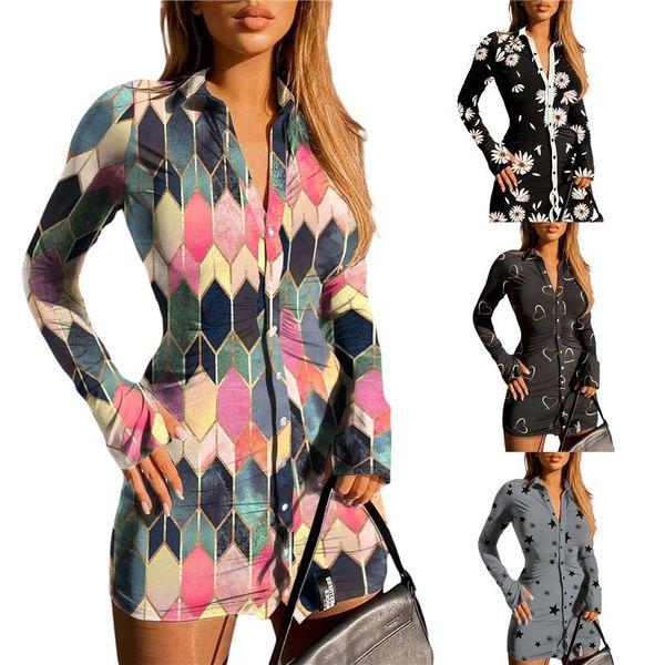 

casual dresses xingqing dress vintage floral print turn-down collar long sleeve shirt for autumn single breasted y2k streetwear, Black;gray