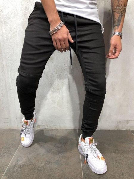 

men's pantalones trousers mens casual sports jogger jeans spring elastic waist athletic, Blue