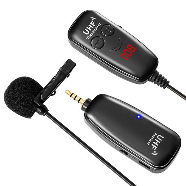 

lavalier lapel wireless microphone with oled display voice recording vlog interview mic for android cell phone dslr microphones