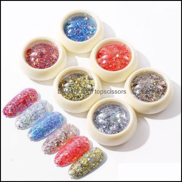 

glitter salon health & beauty6pcs holographic nail glitters irregular opal flakes art sequins sparkly powder paillettes decorations nails ae, Silver;gold