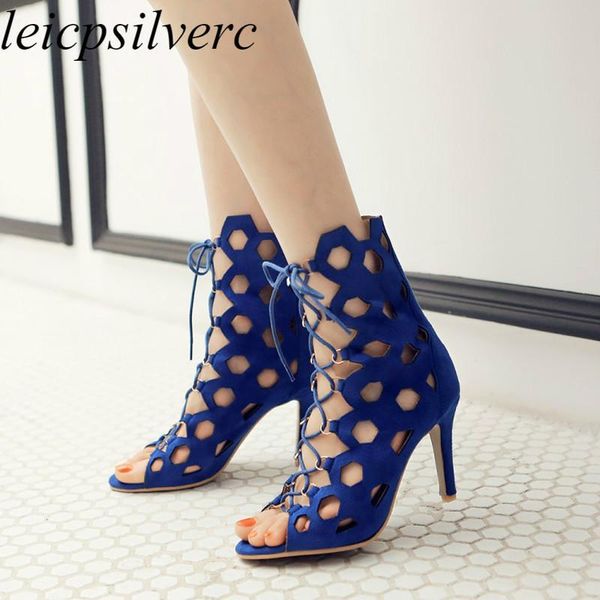 

dress shoes women's sandals europe and the united states suede hollow feet around women high-heeled 2021 fashion party, Black