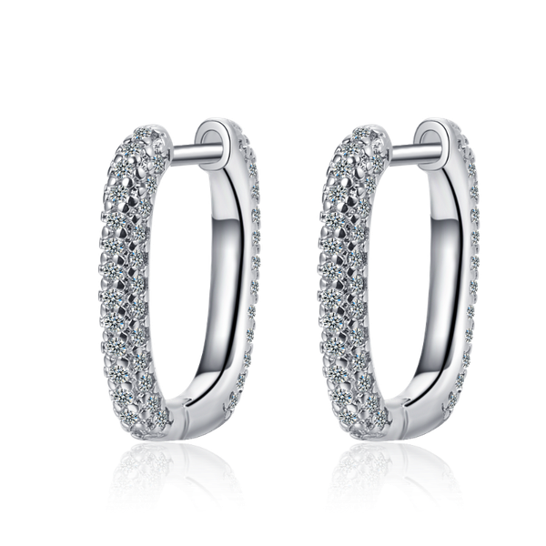 

hoop & huggie 925 sterling silver earrings micro-inlaid zircon u-shaped woman charm jewelry gift, Golden;silver