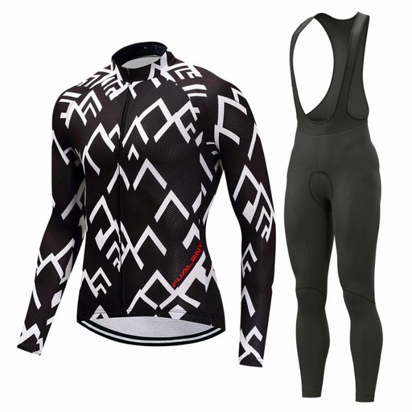 

racing sets fualrny autumn cycling wear men's long sleeve suspenders suit trousers equipped with road mountain bike clothing 17color, Black;blue