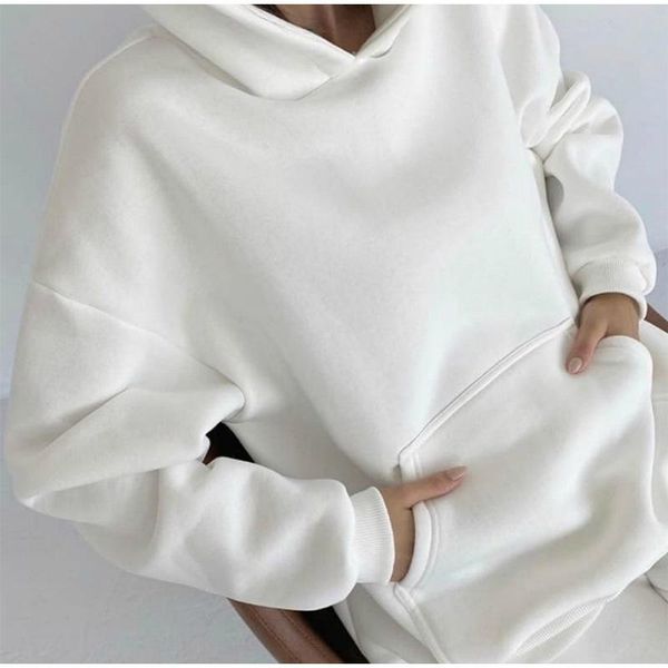 

gym clothing autumn winter women tracksuits hoodie pants set warm fleece long sleeve sportwear outfits -40, White;black