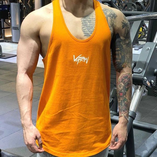 

summer new korean muscle sports fitness vest men's ins trend loose youth i-shaped vest, White;black