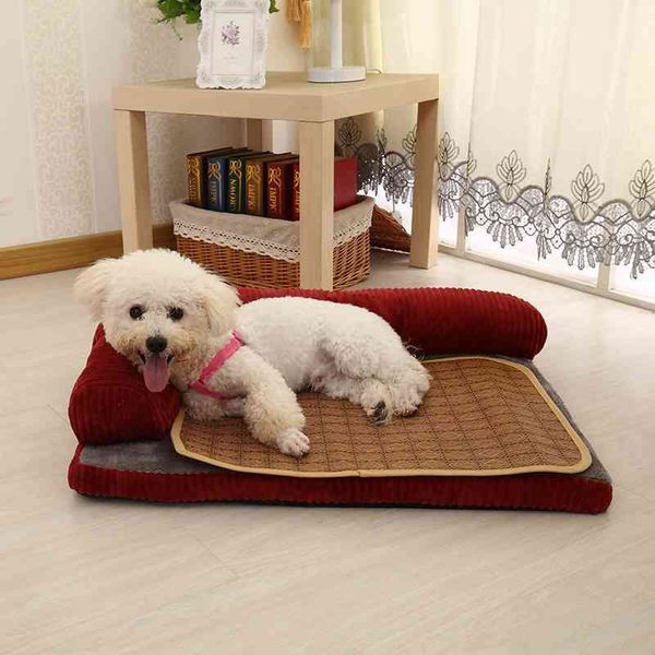 Grande cama de cachorro Super suave l em forma de espreguiçadeira sofá almofada tapete tapete de cachorro cães de cachorro para cachorros pequenos kennel 210401