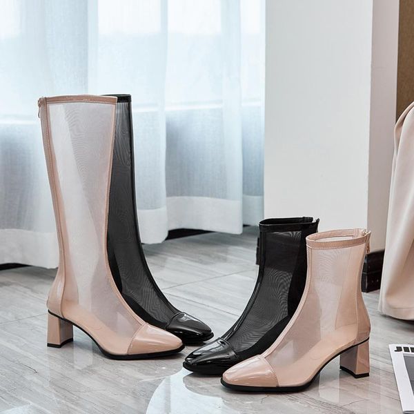 

sandals women 2021 mesh high heels dress shoes for plus size 44 45 46, Black