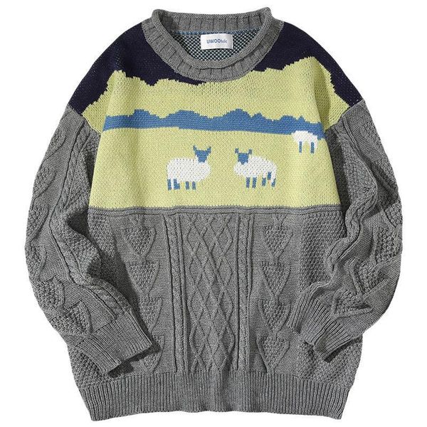 

men's sweaters argyle men 2021 autumn winter pullover mens oversized sweater harajuku knitwear korean fashions male clothes streetwear, White;black