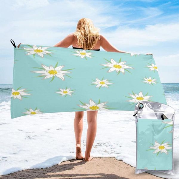 

towel quick dry beach edelweiss flowers microfiber bath cushion swimming personalized sand free