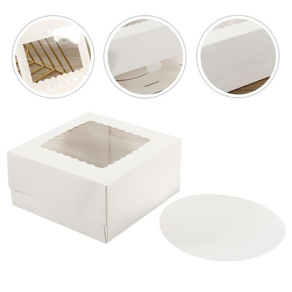

2pcs paper bakery cases with window pastry boxes white gift wrap