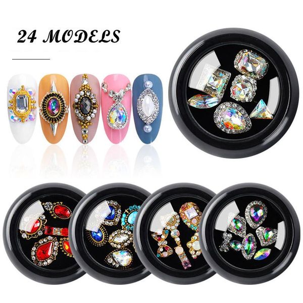 

box mixed 3d rhinestones nail art decorations crystal gems jewelry gold shiny stones charm glass diy manicure accessories, Silver;gold