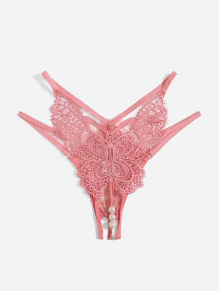 

plus butterfly-shaped lace crotchless panty v5ke#, Black;white