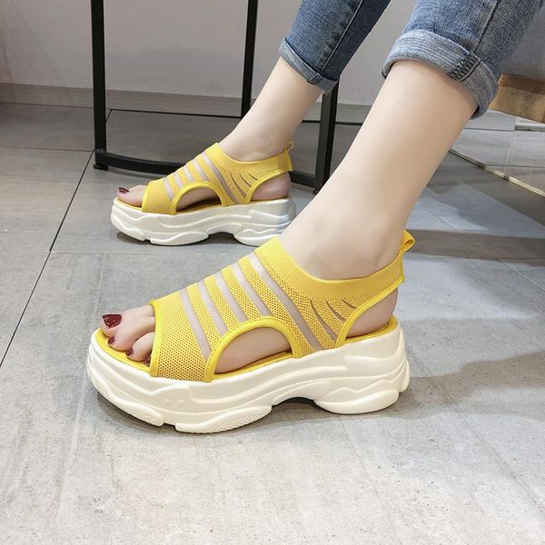 

chunky sandals fashion gingham clear women summer flat with shoes woman wedges for sandalias mujer, Black