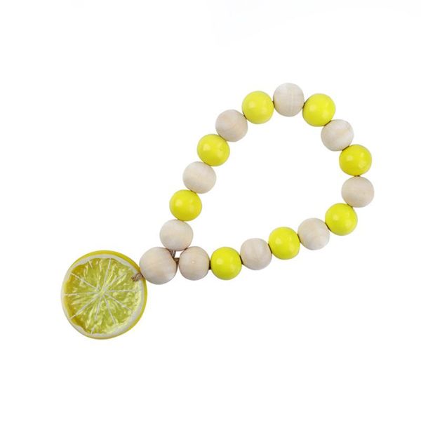 

charm bracelets creative twine beaded lemon wood bead garland woven tassel wall hanging diy crafts nature color wood/jute rope home decor, Golden;silver