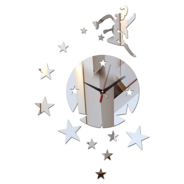 

wall clocks design diy acrylic material brief style home stars decor sticker single face needle quartz watches