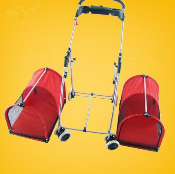 

dog car seat covers 2021 two-layer washable folding pet gear for two loading 10kg four wheel folded stroller/dog strollers