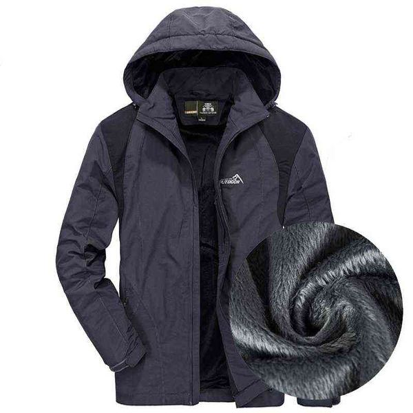 Giacca a vento Autunno Giacca in pile da uomo Casual Cappotto rimovibile con cappuccio da uomo Giacca militare Plus Size L-4XL Capispalla impermeabile Uomo Y1109