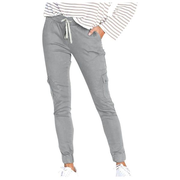 

women's pants & capris all-match fashion multi-pocket shrink casual office ladies slim black capri pant #10, Black;white