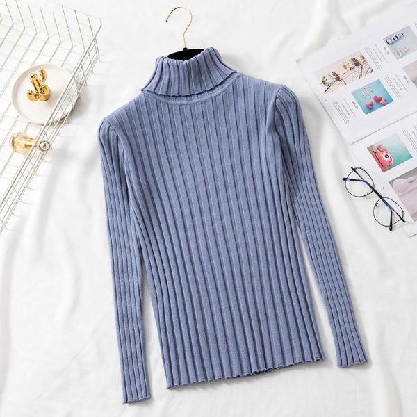 

women's sweaters 2021 autumn winter thick sweater women knitted ribbed pullover long sleeve turtleneck slim jumper soft warm pull femme, White;black