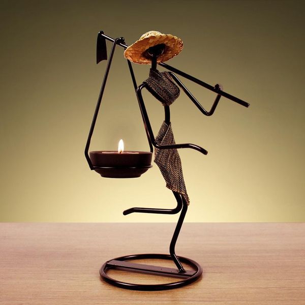 

country style beauty candle holders iron crafts candlestick night light ornament home decor romantic dinner table decorations