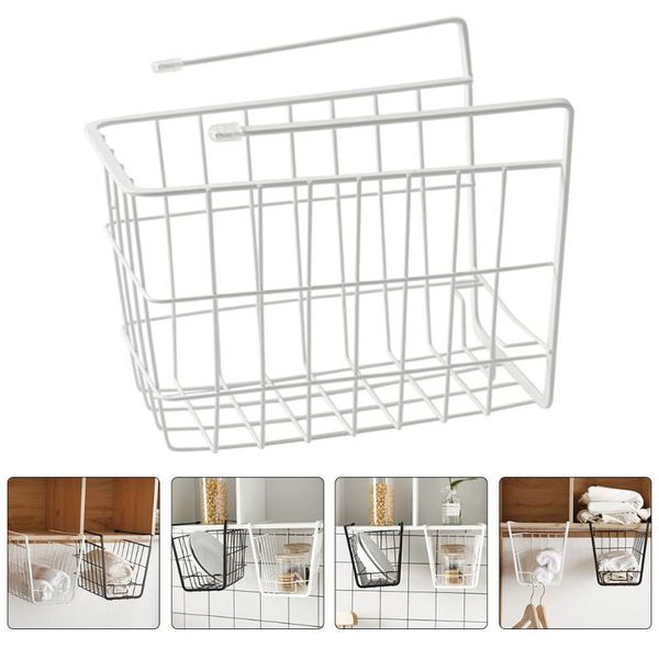 

storage baskets 1pc creative iron hanging basket fine grid (white)