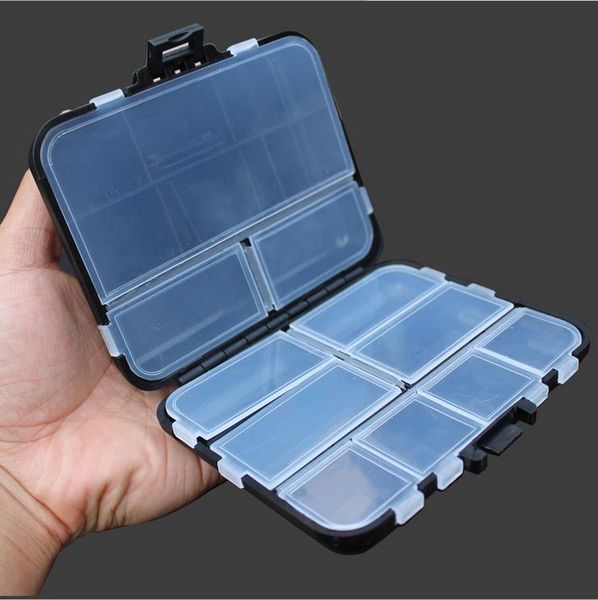 

fishing accessories tackle pp material box 12.2*10.5*3.5cm changable compartments 1pc double layer folding black