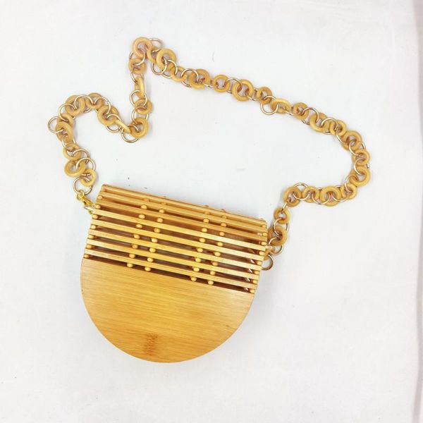 

creative fashion handmade bamboo root bracelet weaving hollow literary flip phone female bag beach bag, shoulder bags